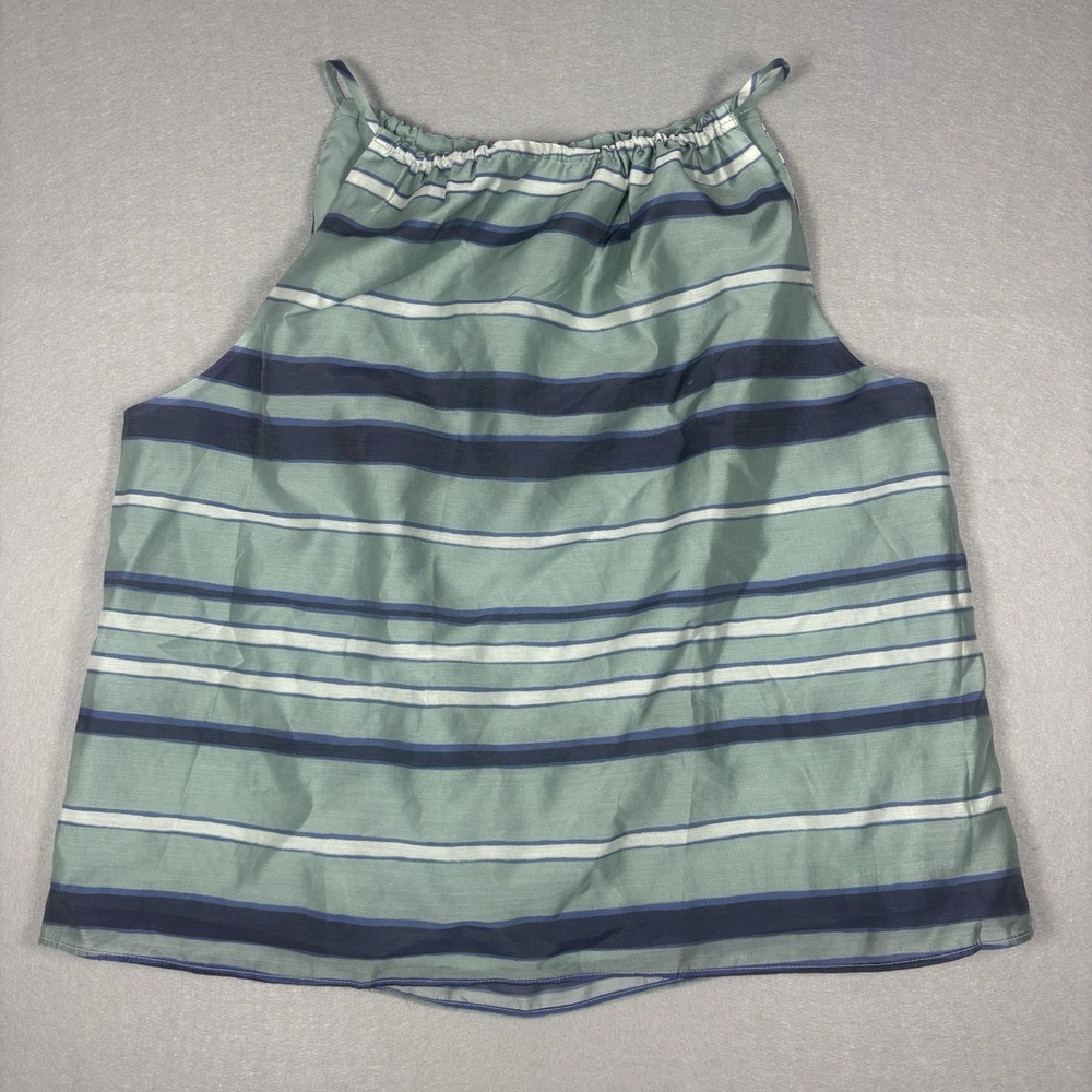New Banana Republic Women's Organza Gathered Halter Top Size Medium NWT Striped‎